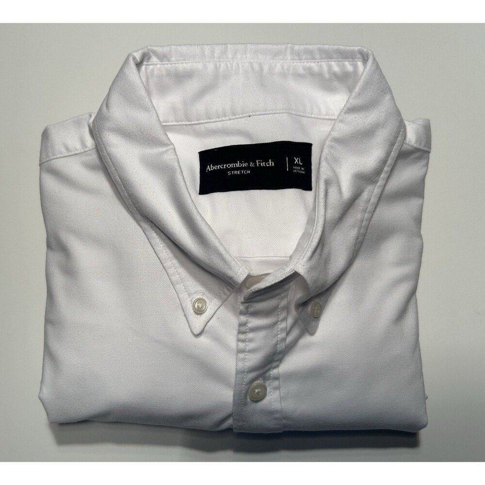 Abercrombie & Fitch Men’s White Oxford Dress Shirt Size XL 17/35 Cotton Stretch